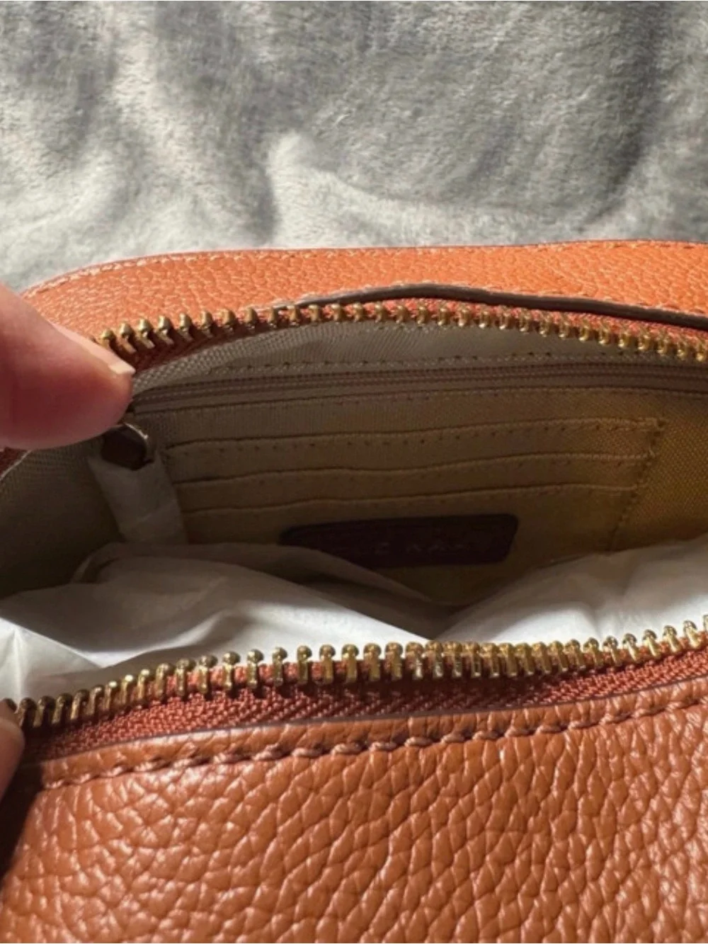 Cole Haan Essential Camera Crossbody Bag Tan/Oat  Pebbled Leather